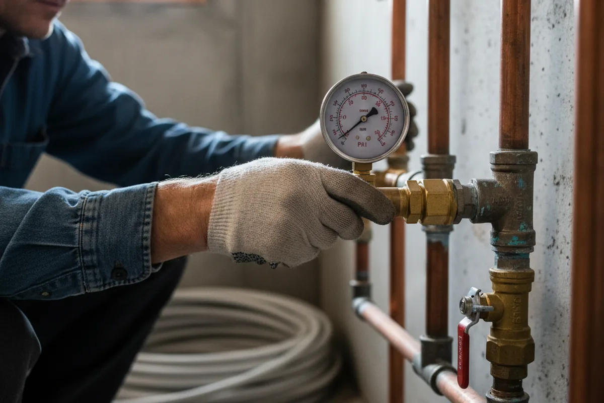Pressure testing a repaired line during Water Line Repair in Marstons Mills